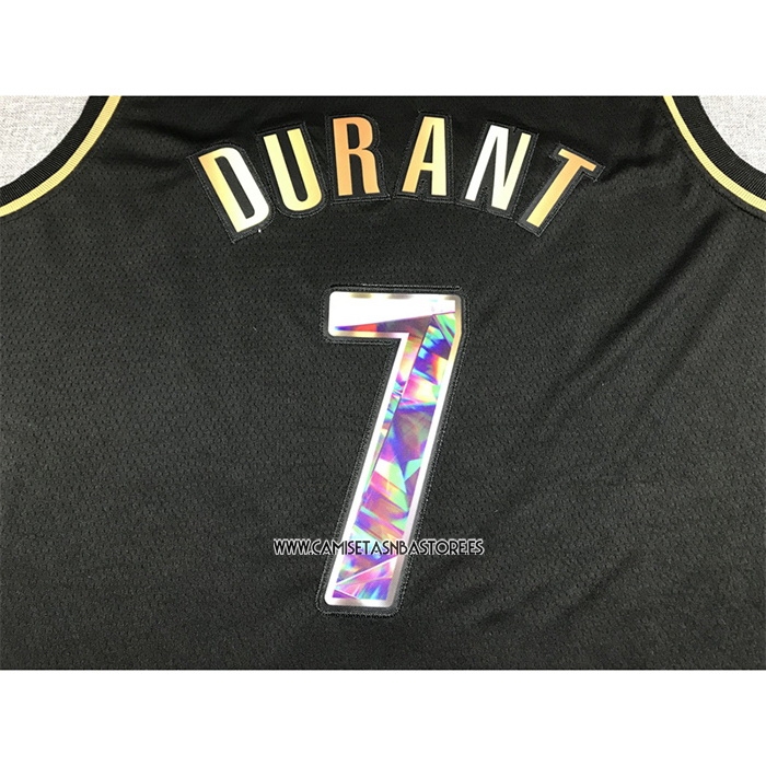 Kevin Durant NO 7 Camiseta Brooklyn Nets Golden Edition 2021-22 Negro